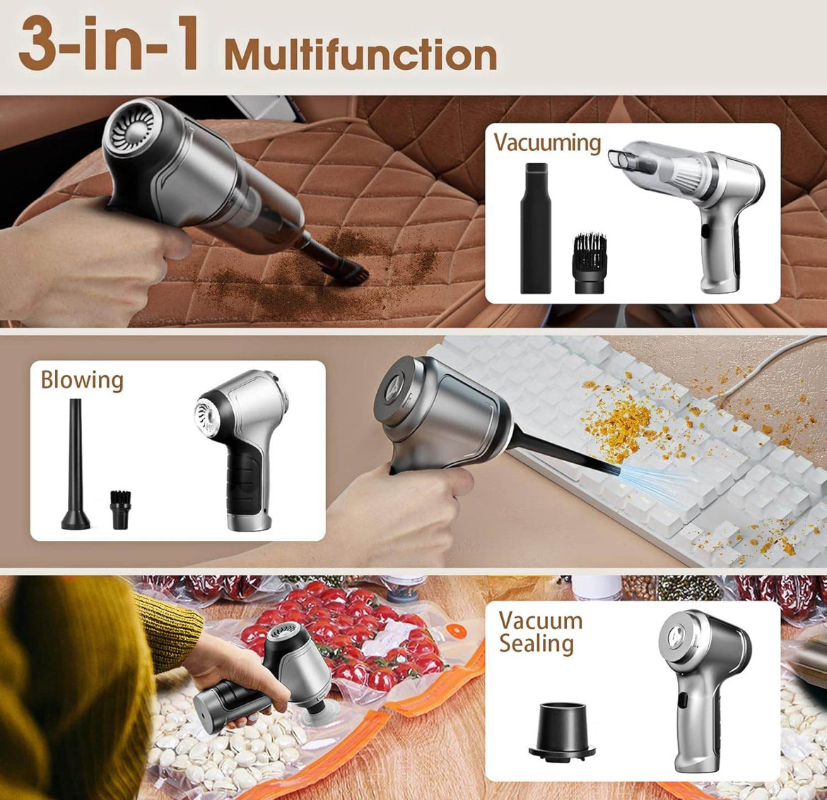 3-in-1 Ultimate Portable High-Power Cordless Vacuum Cleaner